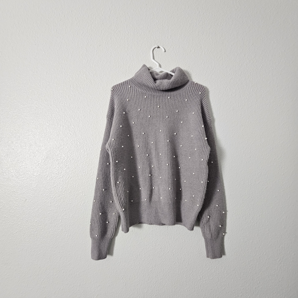 Womens Cherie Collete Faux Pearl Sweater Sz M